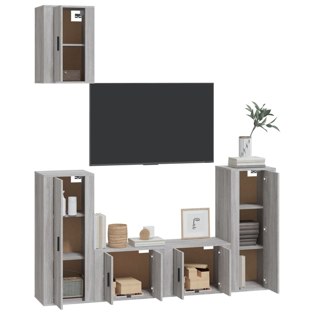 Ensemble de meubles TV 5 pcs Sonoma gris Bois d'ingénierie