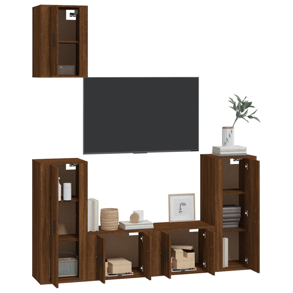 Ensemble de meubles TV 5 pcs Chêne marron Bois d'ingénierie