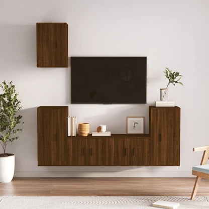 Ensemble de meubles TV 5 pcs Chêne marron Bois d'ingénierie