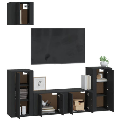 Ensemble de meubles TV 5 pcs Noir Bois d'ingénierie