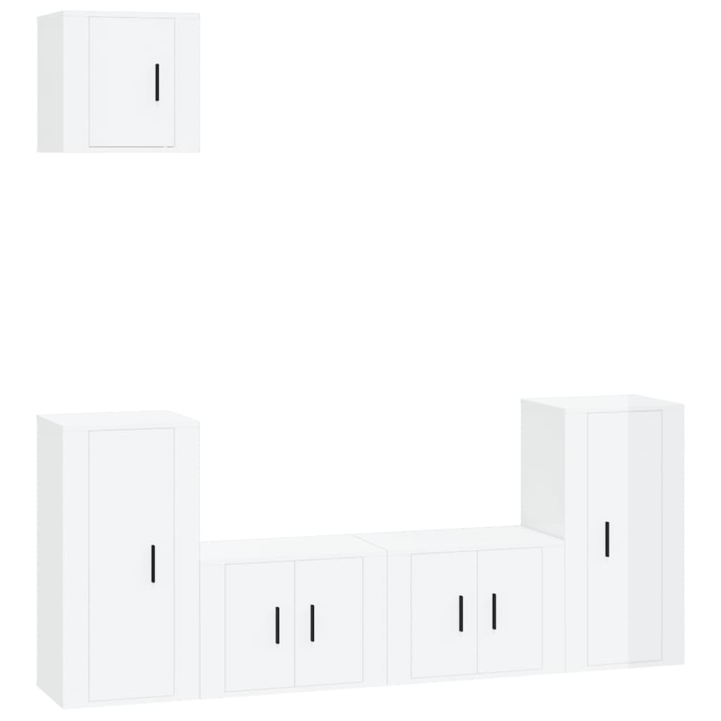 Ensemble de meubles TV 5 pcs Blanc brillant Bois d'ingénierie