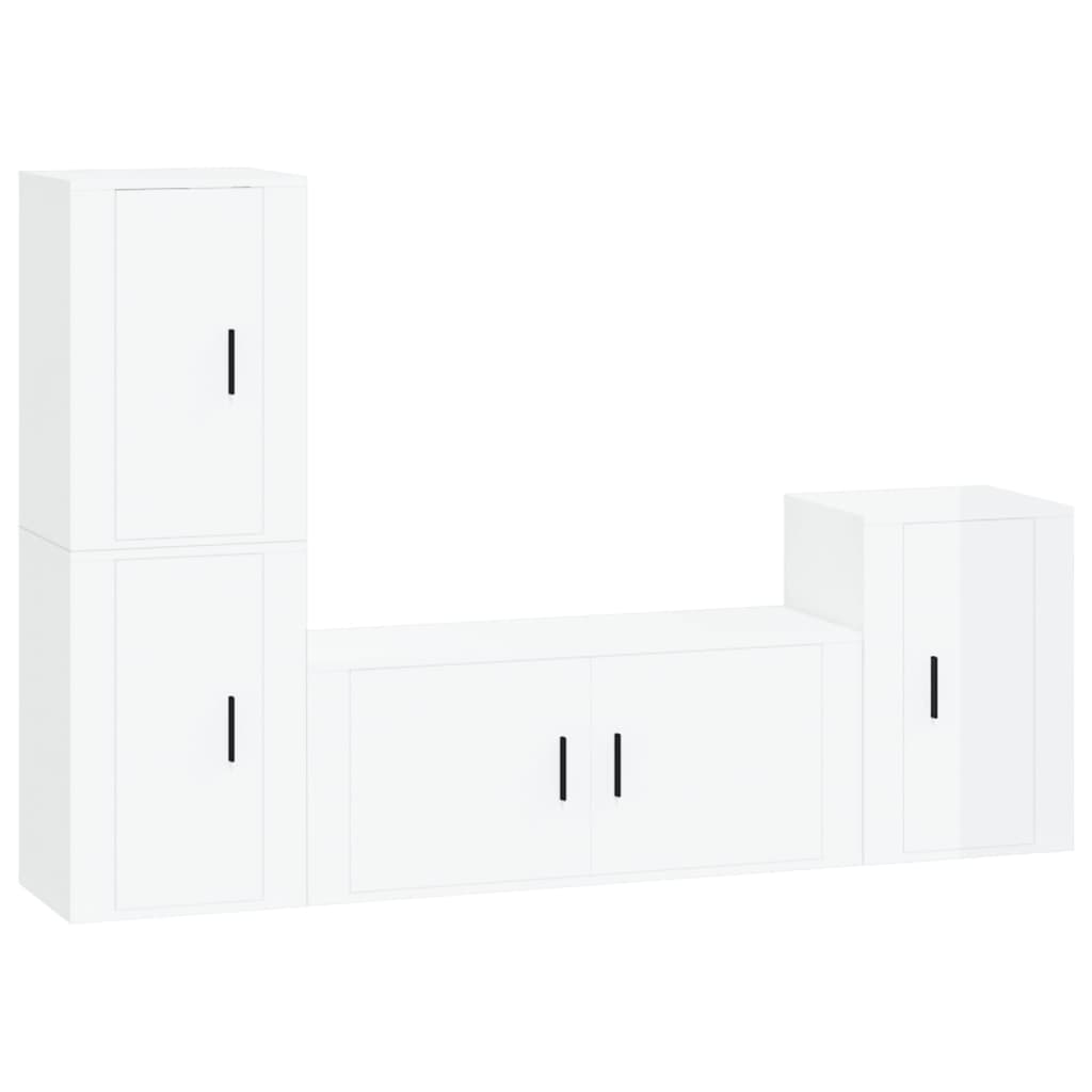 Ensemble de meubles TV 4 pcs Blanc brillant Bois d'ingénierie