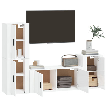 Ensemble de meubles TV 4 pcs Blanc brillant Bois d'ingénierie