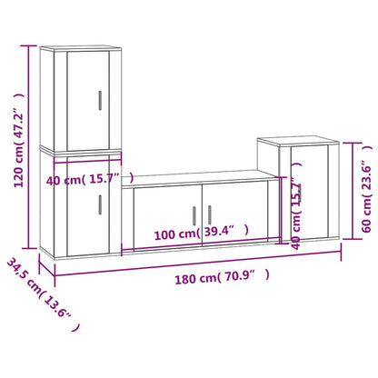 Ensemble de meubles TV 4 pcs Blanc brillant Bois d'ingénierie