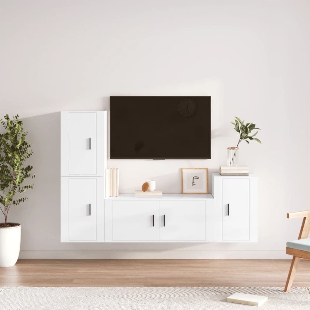 Ensemble de meubles TV 4 pcs Blanc brillant Bois d'ingénierie