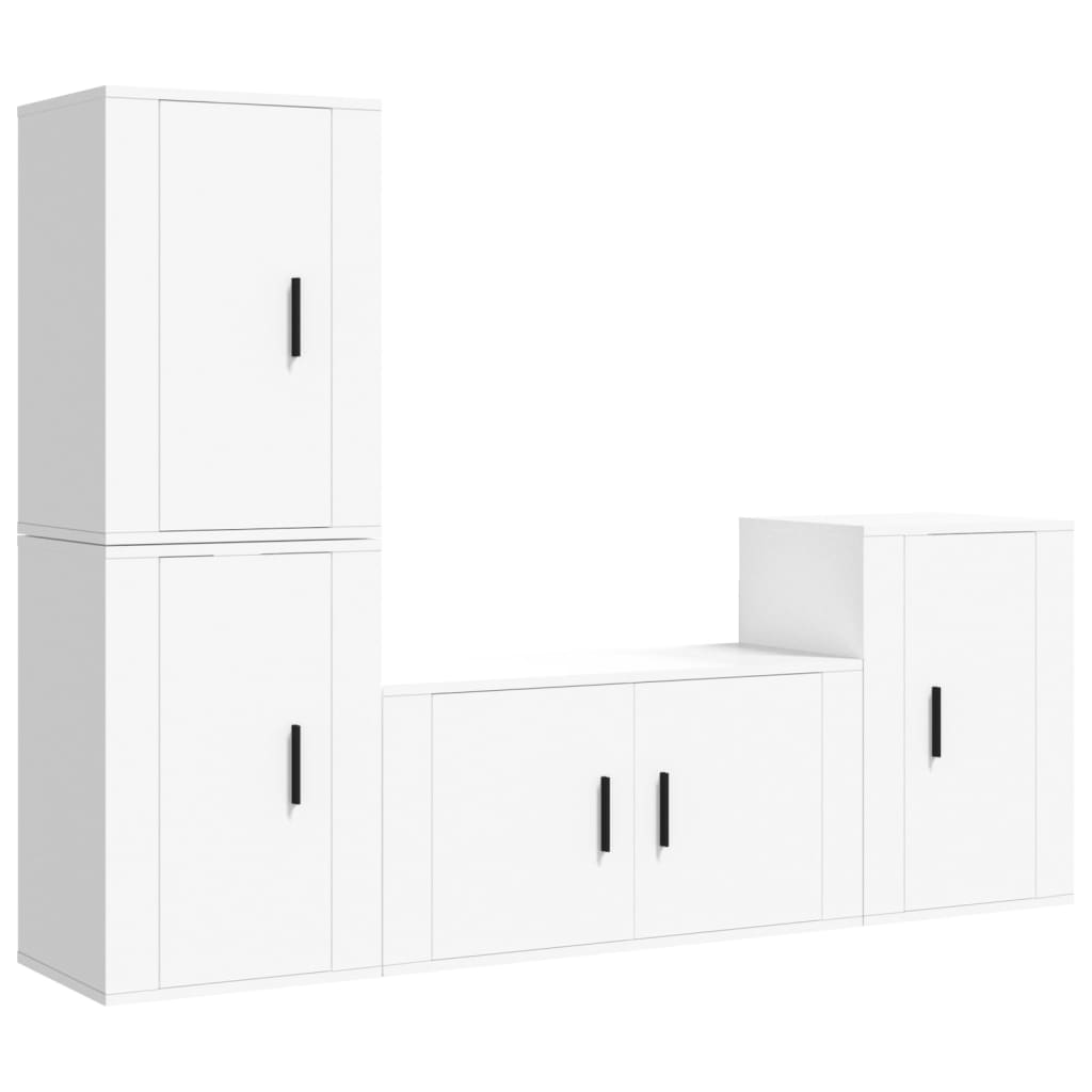 Ensemble de meubles TV 4 pcs Blanc Bois d'ingénierie