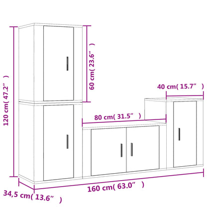 Ensemble de meubles TV 4 pcs Blanc Bois d'ingénierie