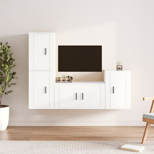 Ensemble de meubles TV 4 pcs Blanc Bois d'ingénierie