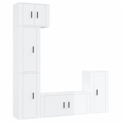 Ensemble de meubles TV 5 pcs Blanc brillant Bois d'ingénierie