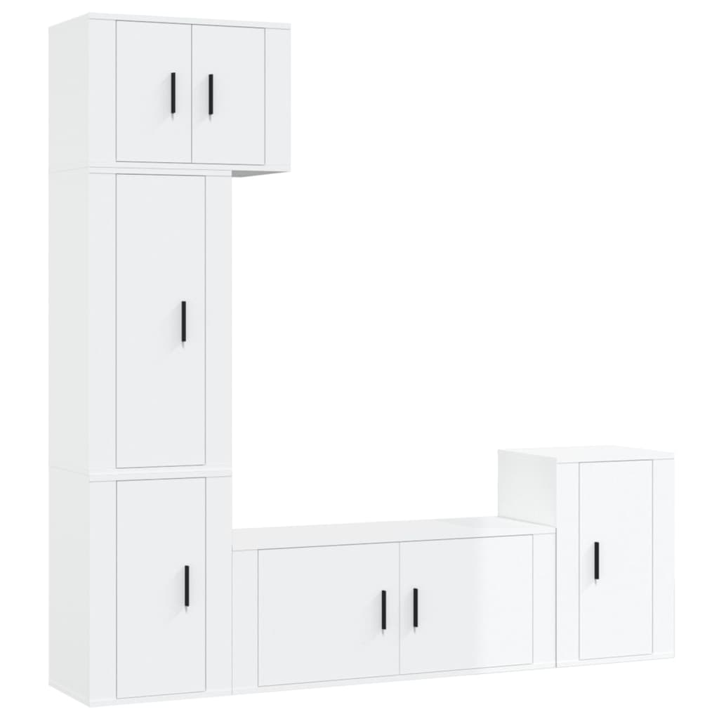 Ensemble de meubles TV 5 pcs Blanc brillant Bois d'ingénierie