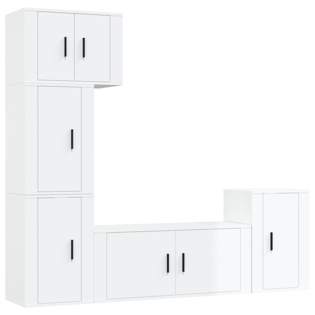 Ensemble de meubles TV 5 pcs Blanc brillant Bois d'ingénierie