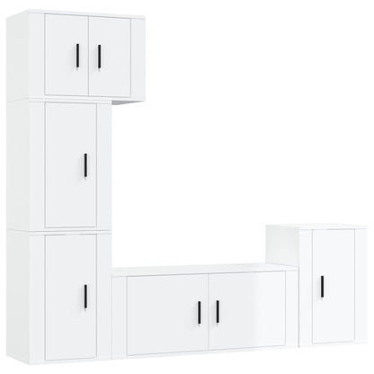 Ensemble de meubles TV 5 pcs Blanc brillant Bois d'ingénierie