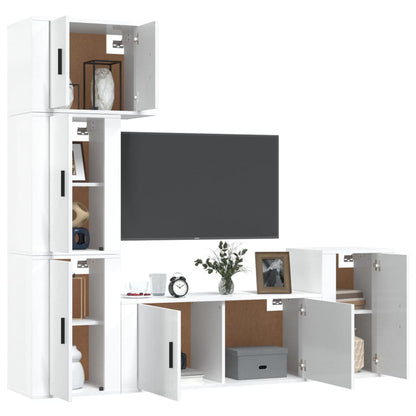 Ensemble de meubles TV 5 pcs Blanc brillant Bois d'ingénierie