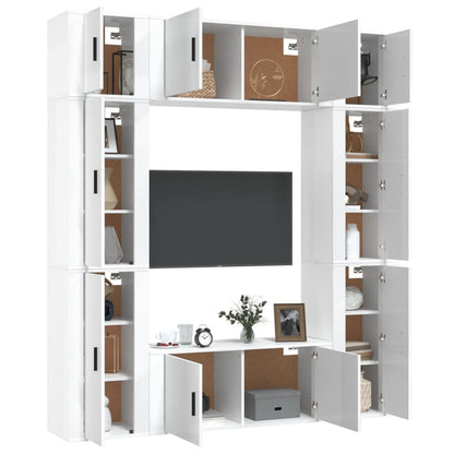 Ensemble de meubles TV 8 pcs Blanc brillant Bois d'ingénierie