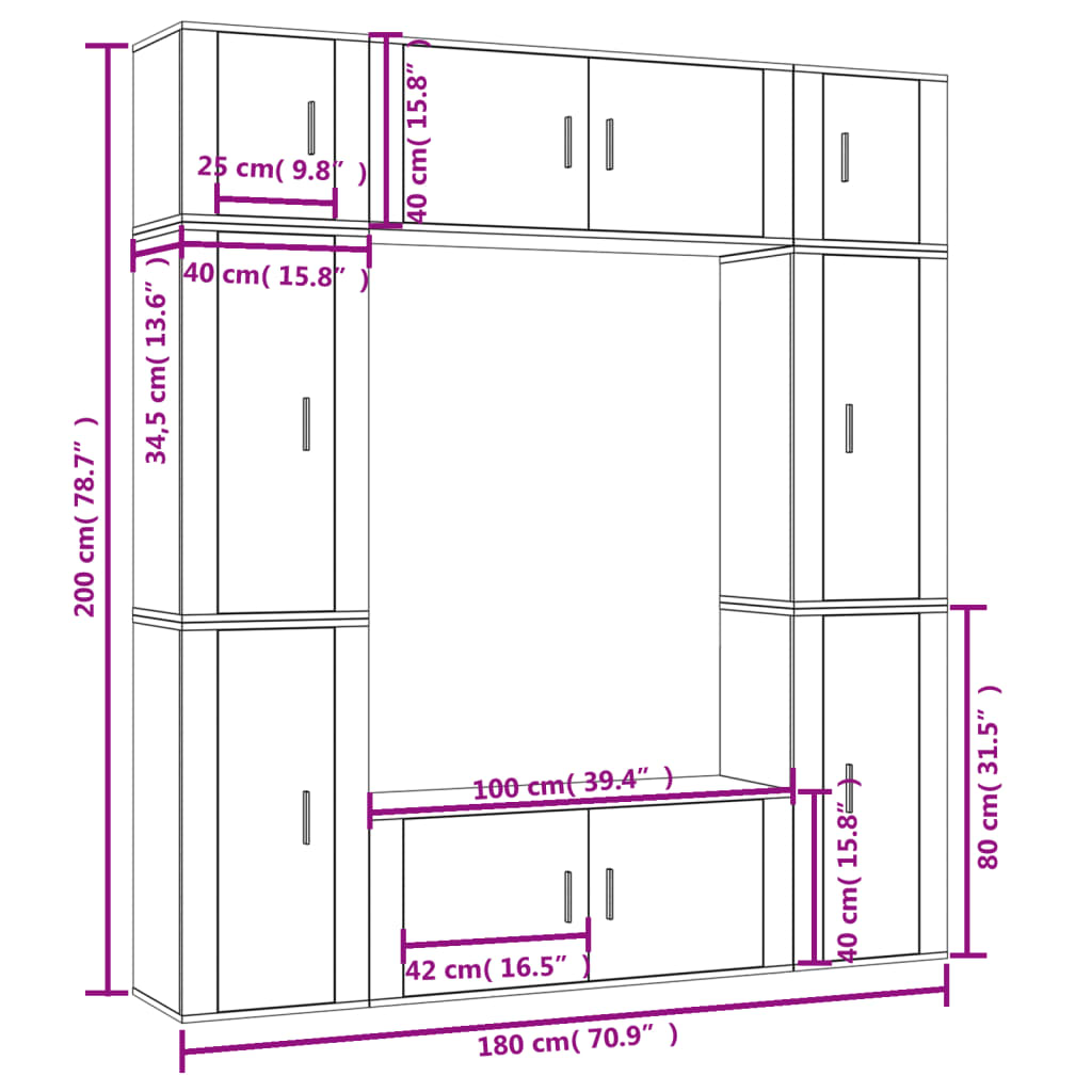 Ensemble de meubles TV 8 pcs Blanc brillant Bois d'ingénierie