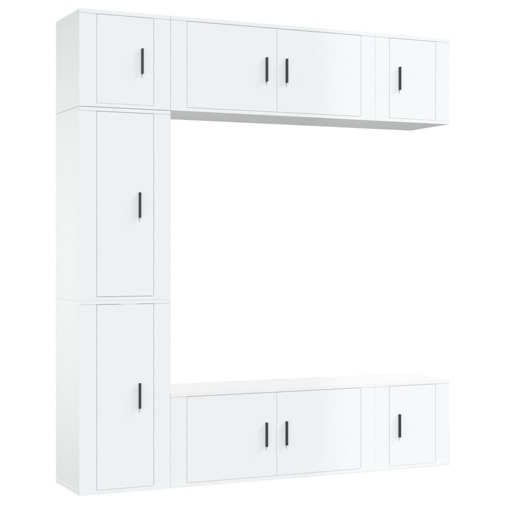 Ensemble de meubles TV 7 pcs Blanc brillant Bois d'ingénierie