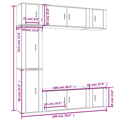 Ensemble de meubles TV 7 pcs Blanc brillant Bois d'ingénierie