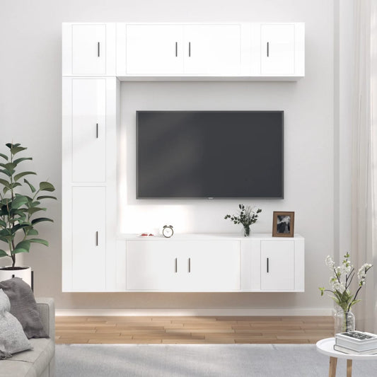 Ensemble de meubles TV 7 pcs Blanc brillant Bois d'ingénierie