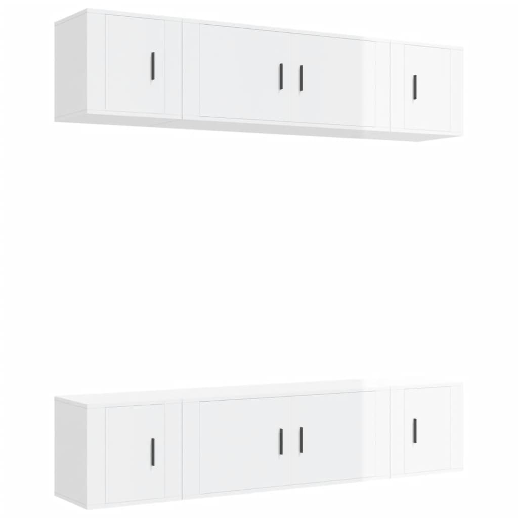 Ensemble de meubles TV 6 pcs Blanc brillant Bois d'ingénierie