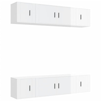 Ensemble de meubles TV 6 pcs Blanc brillant Bois d'ingénierie