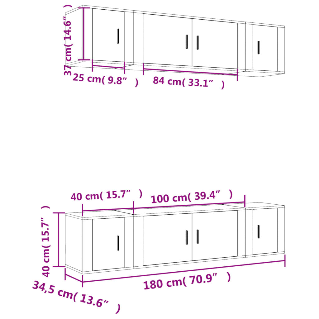 Ensemble de meubles TV 6 pcs Blanc brillant Bois d'ingénierie