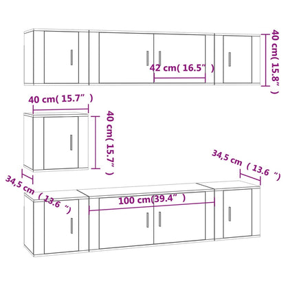 Ensemble de meubles TV 7 pcs Blanc brillant Bois d'ingénierie