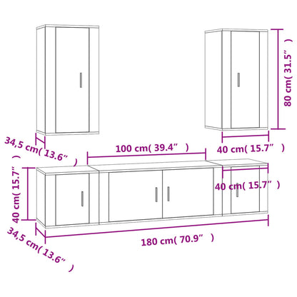 Ensemble de meubles TV 5 pcs Blanc brillant Bois d'ingénierie