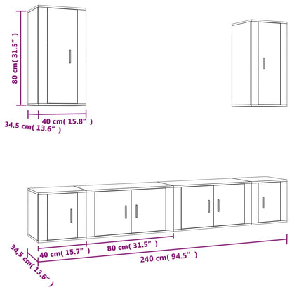 Ensemble de meubles TV 6 pcs Blanc brillant Bois d'ingénierie