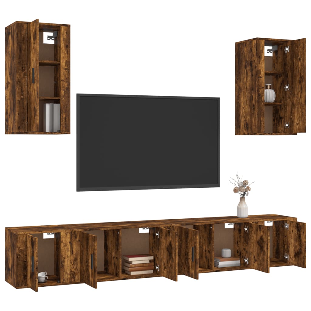 Ensemble de meubles TV 6 pcs Chêne fumé Bois d'ingénierie