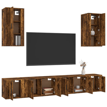 Ensemble de meubles TV 6 pcs Chêne fumé Bois d'ingénierie