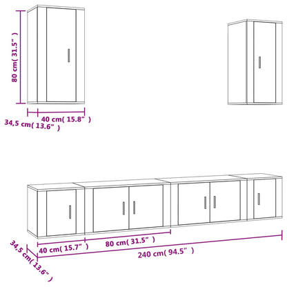 Ensemble de meubles TV 6 pcs Chêne fumé Bois d'ingénierie