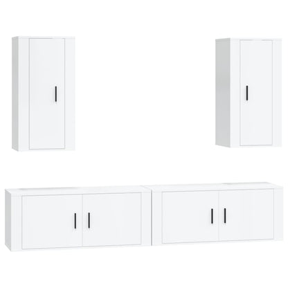 Ensemble de meubles TV 4 pcs Blanc brillant Bois d'ingénierie