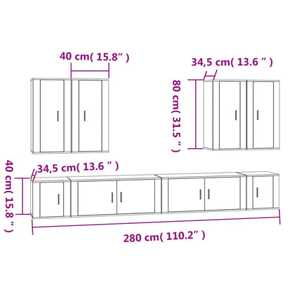 Ensemble de meubles TV 8 pcs Blanc brillant Bois d'ingénierie