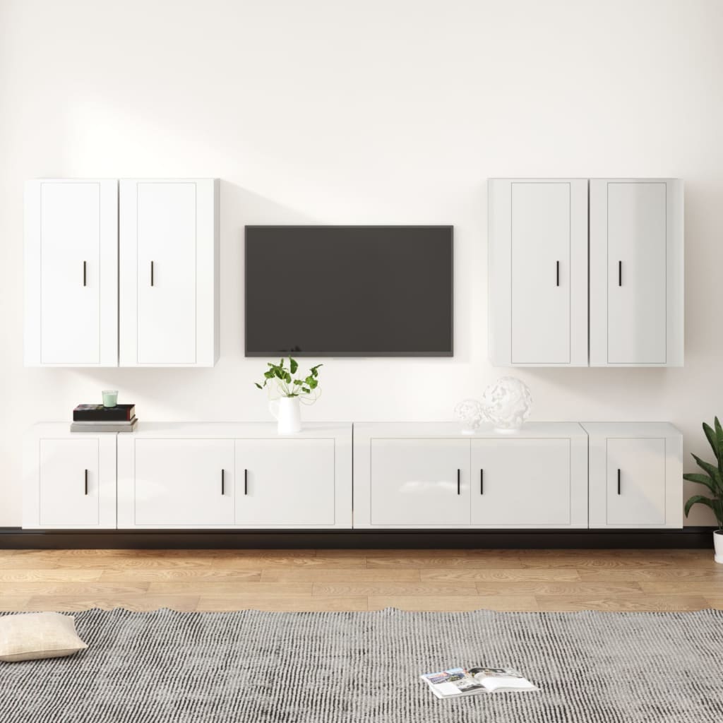 Ensemble de meubles TV 8 pcs Blanc brillant Bois d'ingénierie