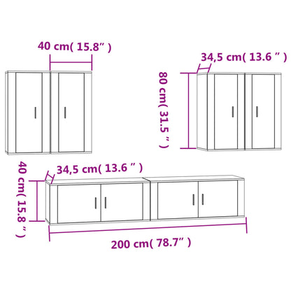 Ensemble de meubles TV 6 pcs Blanc brillant Bois d'ingénierie