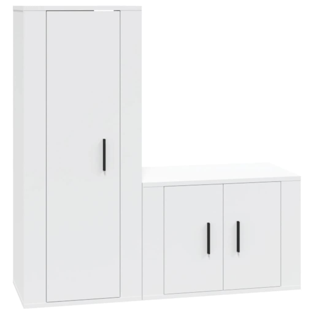 Ensemble de meubles TV 2 pcs Blanc Bois d'ingénierie