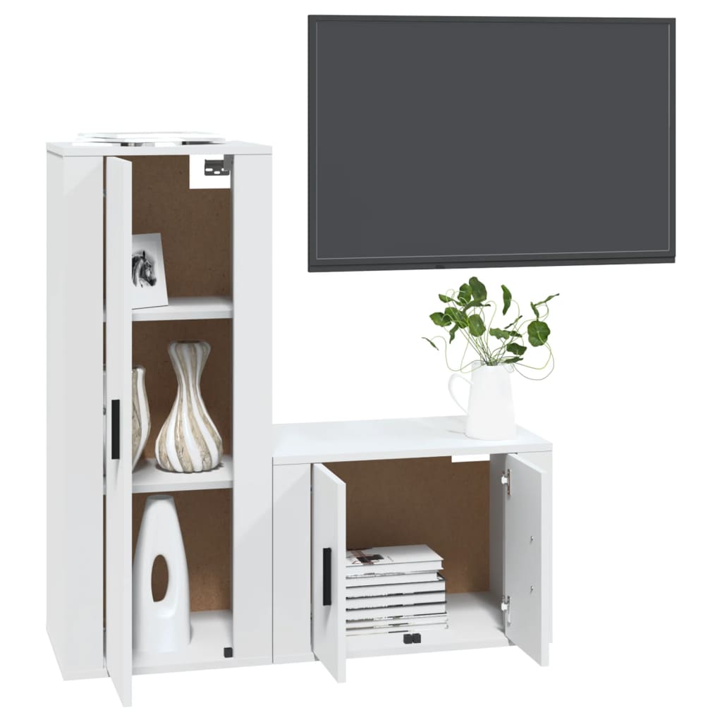 Ensemble de meubles TV 2 pcs Blanc Bois d'ingénierie