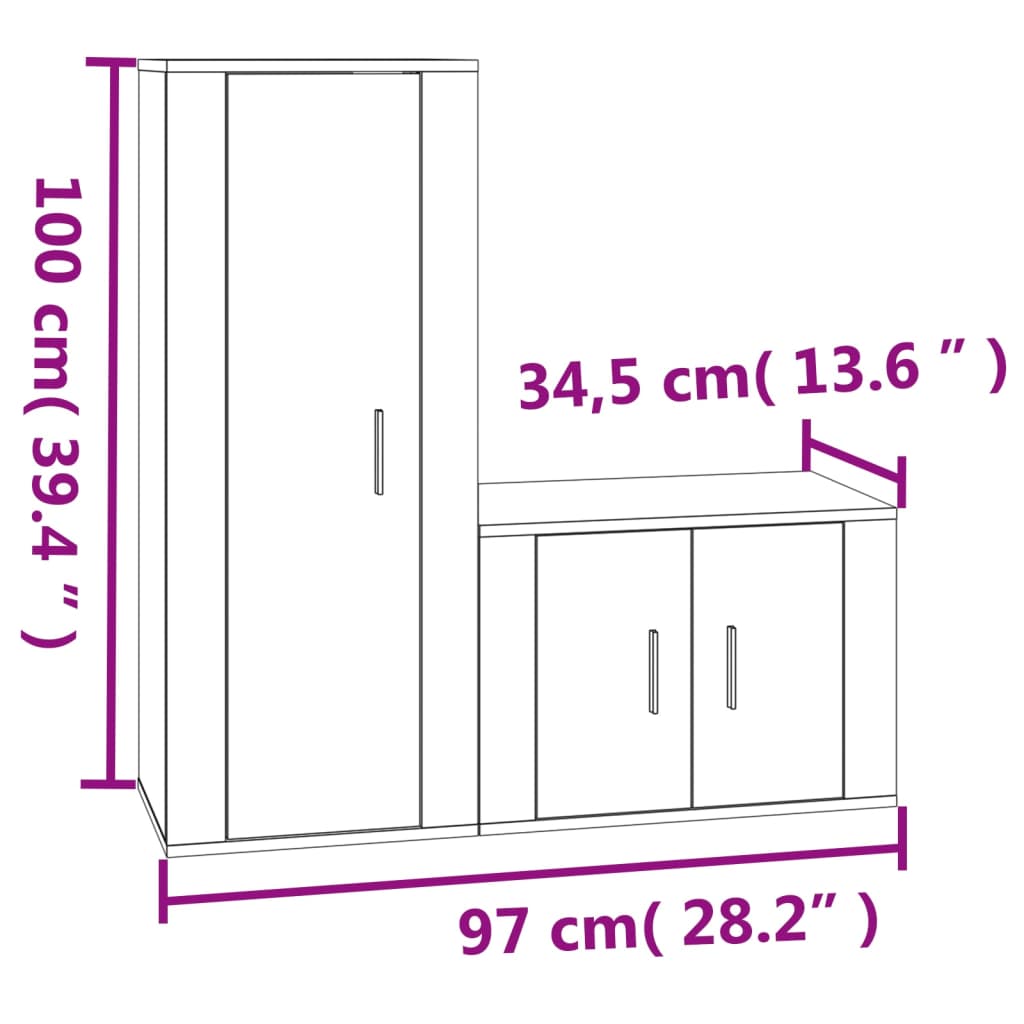 Ensemble de meubles TV 2 pcs Blanc Bois d'ingénierie