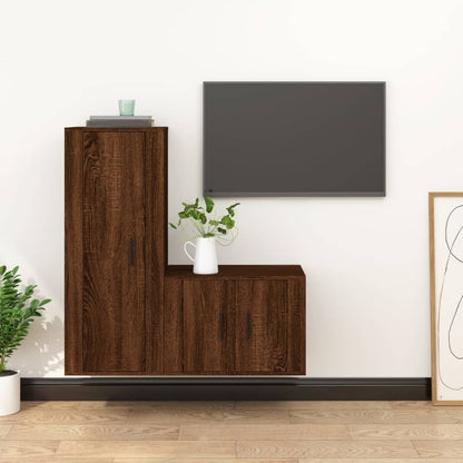 Ensemble de meubles TV 2 pcs Chêne marron Bois d'ingénierie