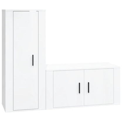 Ensemble de meubles TV 2 pcs blanc brillant bois d'ingénierie