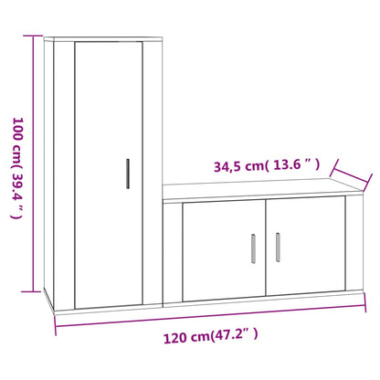 Ensemble de meubles TV 2 pcs Chêne fumé Bois d'ingénierie