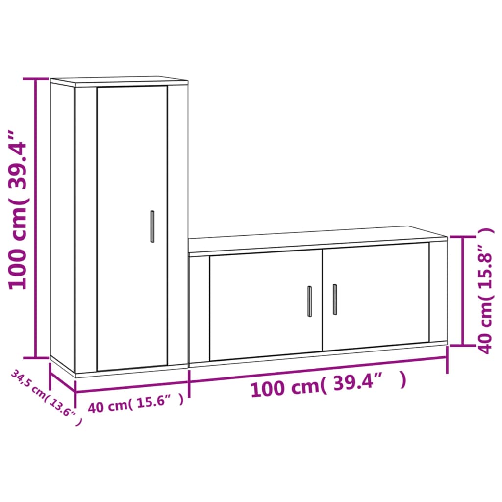 Ensemble de meubles TV 2 pcs blanc brillant bois d'ingénierie