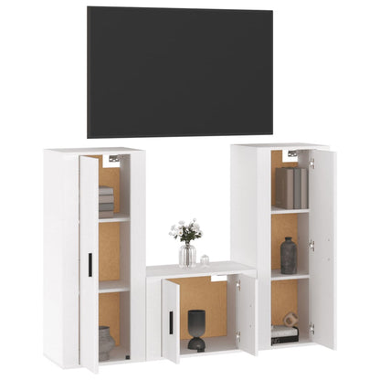 Ensemble de meubles TV 3 pcs Blanc brillant Bois d'ingénierie