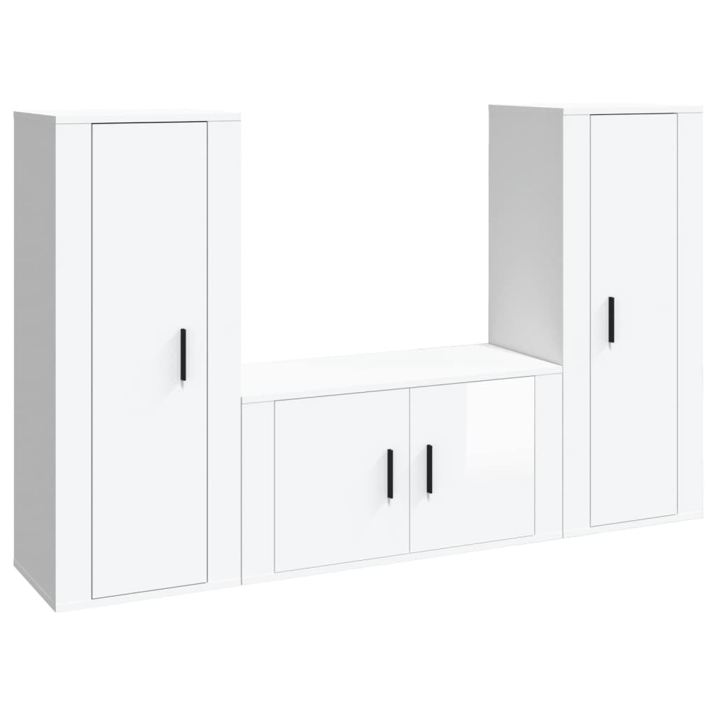 Ensemble de meubles TV 3 pcs Blanc brillant Bois d'ingénierie