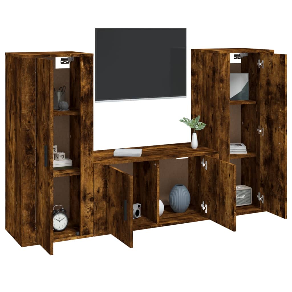 Ensemble de meubles TV 3 pcs Chêne fumé Bois d'ingénierie