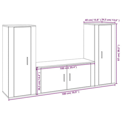 Ensemble de meubles TV 3 pcs Blanc brillant Bois d'ingénierie