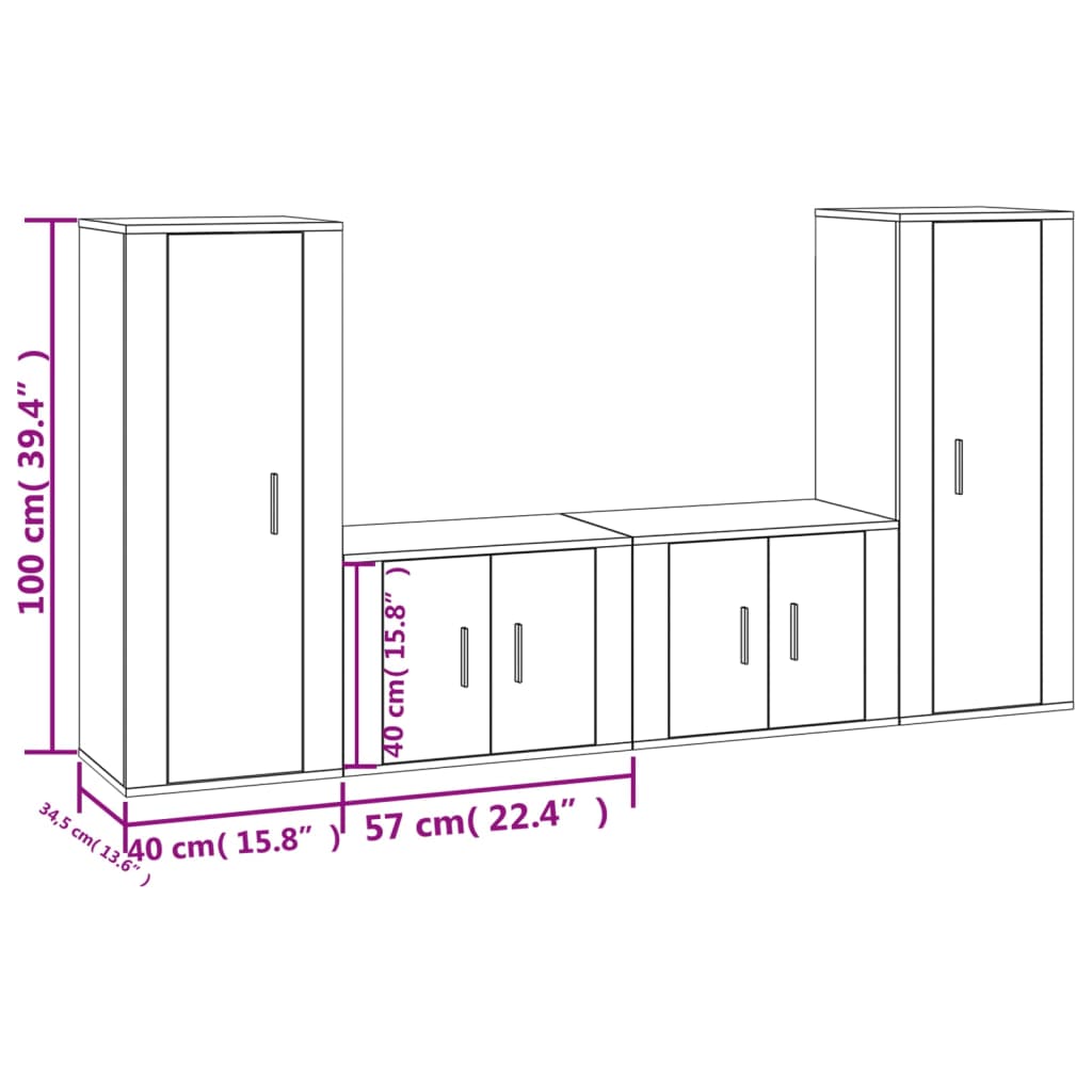 Ensemble de meubles TV 4 pcs Blanc Bois d'ingénierie