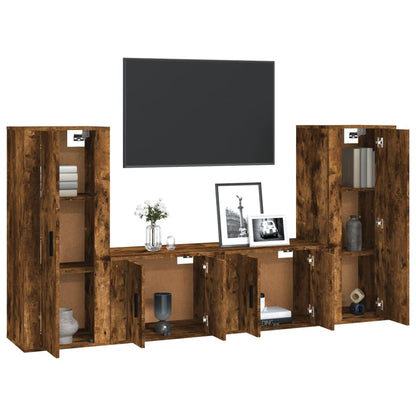 Ensemble de meubles TV 4 pcs Chêne fumé Bois d'ingénierie