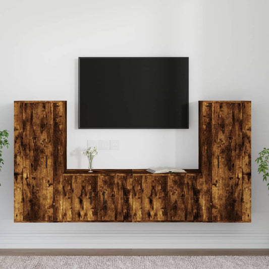 Ensemble de meubles TV 4 pcs Chêne fumé Bois d'ingénierie