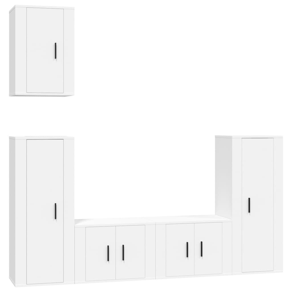 Ensemble de meubles TV 5 pcs Blanc Bois d'ingénierie